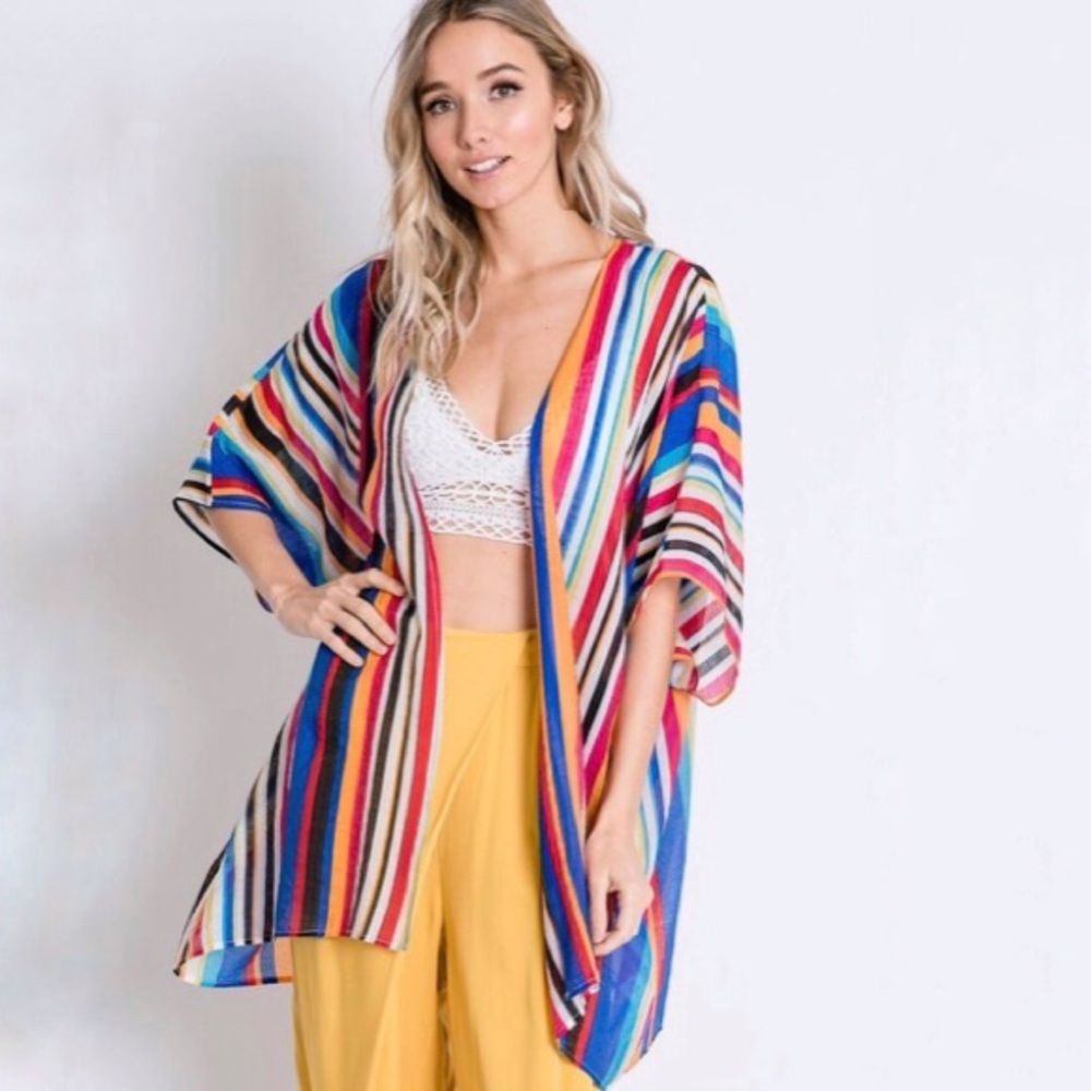 Multicolored Sheer Kimono